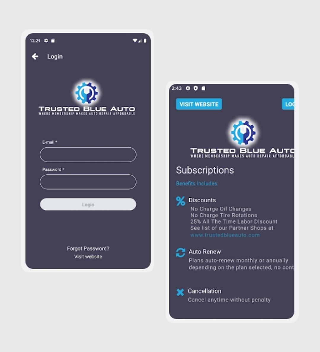 Trusted Blue Auto Mobile App
